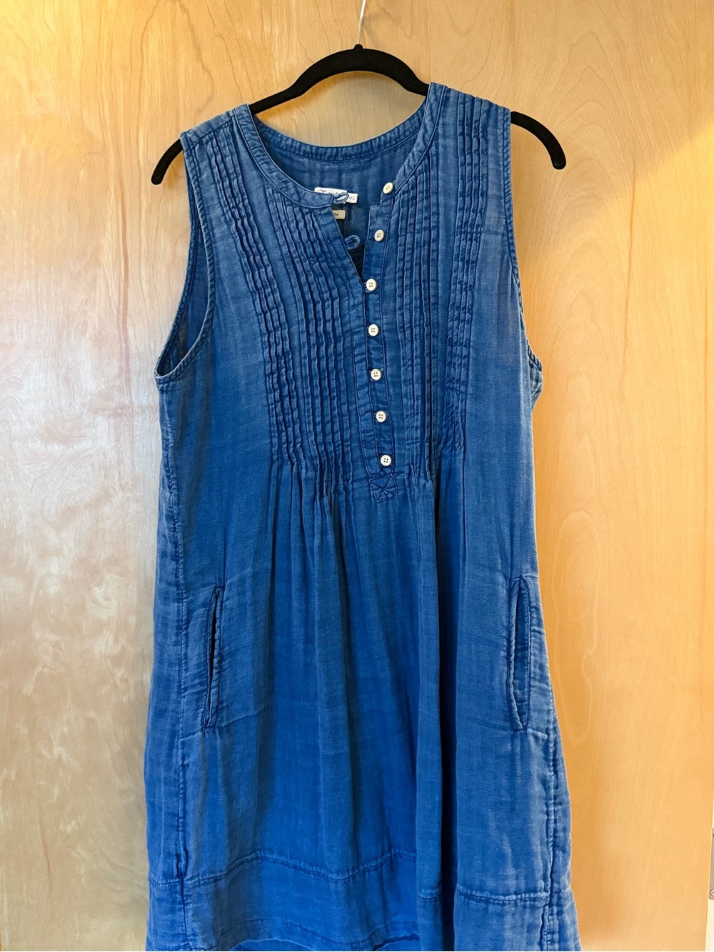 FAHERTY Isha Indigo Organic Cotton Dress Size Medium - Picture 5 of 9